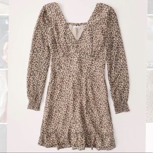 Leopard print ruffled hem dress